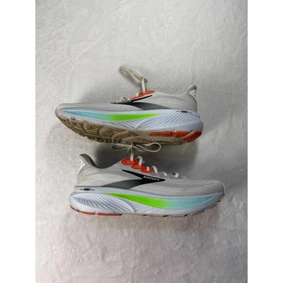 Brooks Ghost 17 Shoes Men Size 10 D White Pink Clay Gecko Running Athletic